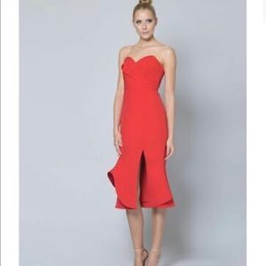 Lumier by Bariano NWT Red Strapless Dress Midi Dress. Size 10